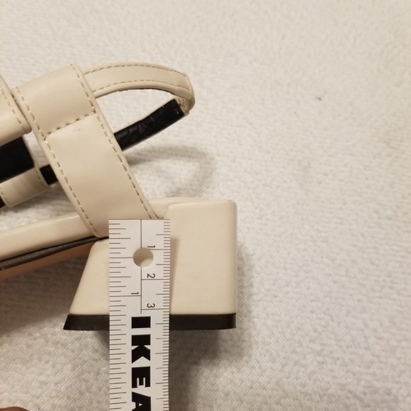 White Strappy Sandals Square Toe Block Heel - Picture 9 of 9